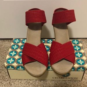 Charleston Shoe Co. Cannon Red Croc Size 6